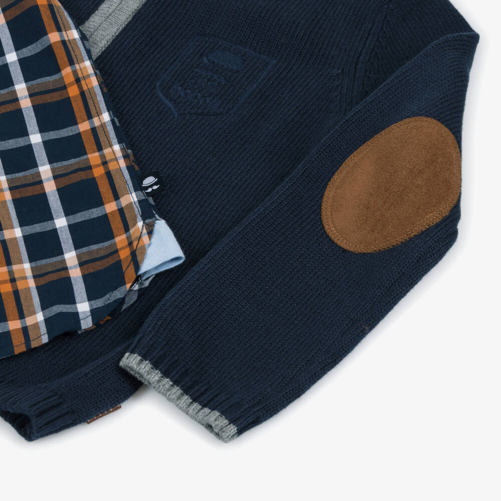Boboli-Boys Chestnut & Navy Trouser Ensemble | Childrensalon Outlet