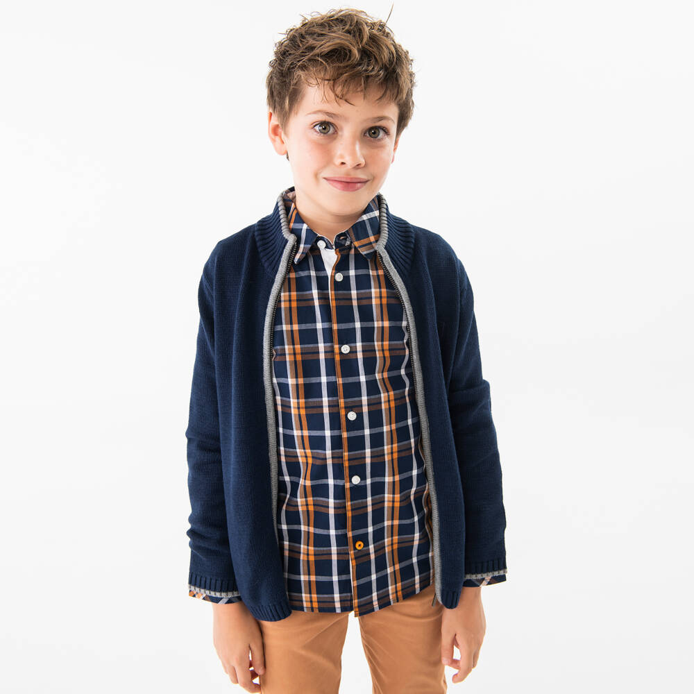 Boboli-Boys Chestnut & Navy Trouser Ensemble | Childrensalon Outlet