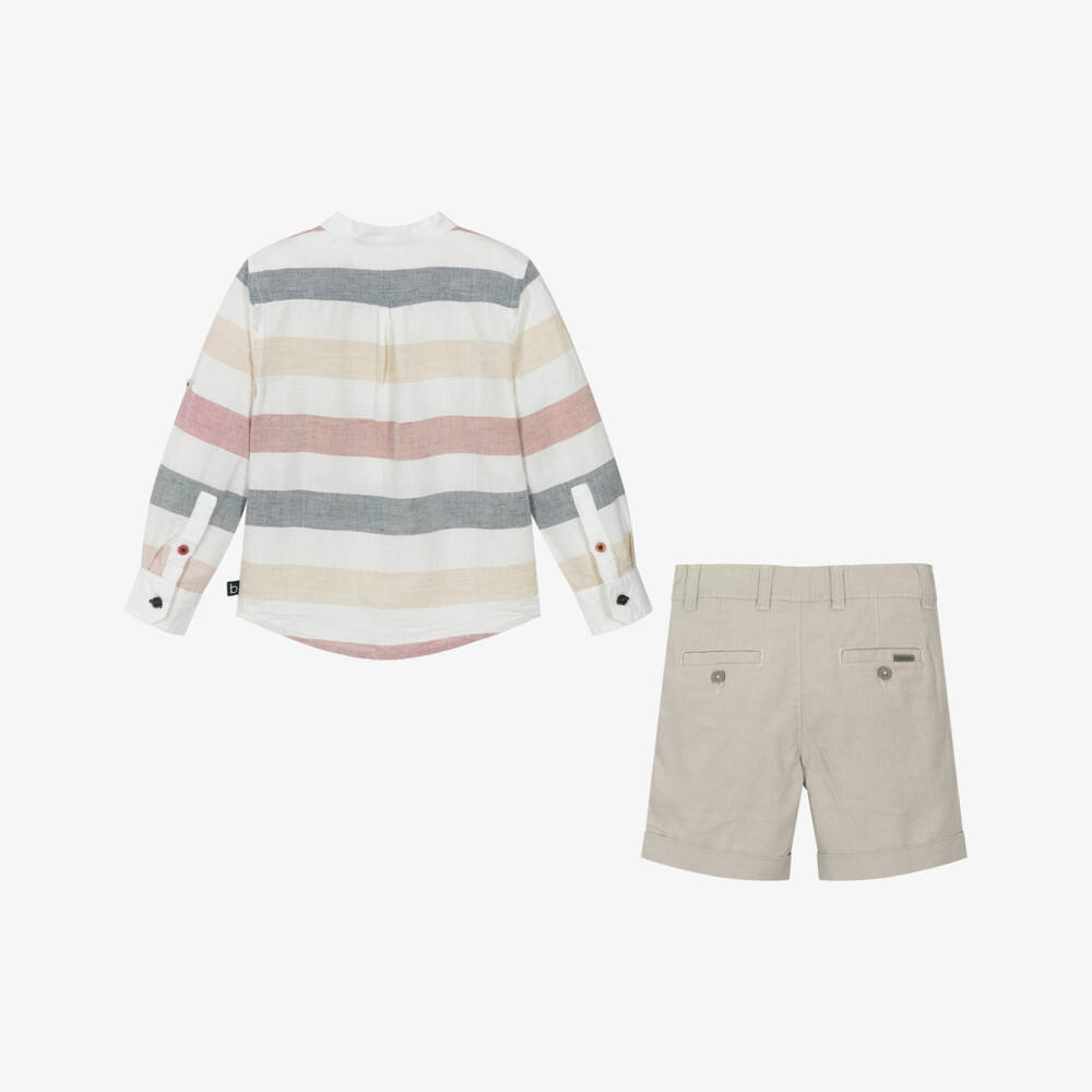 Boboli-Классический льняной комплект бежевого цвета для мальчиков | Childrensalon Outlet