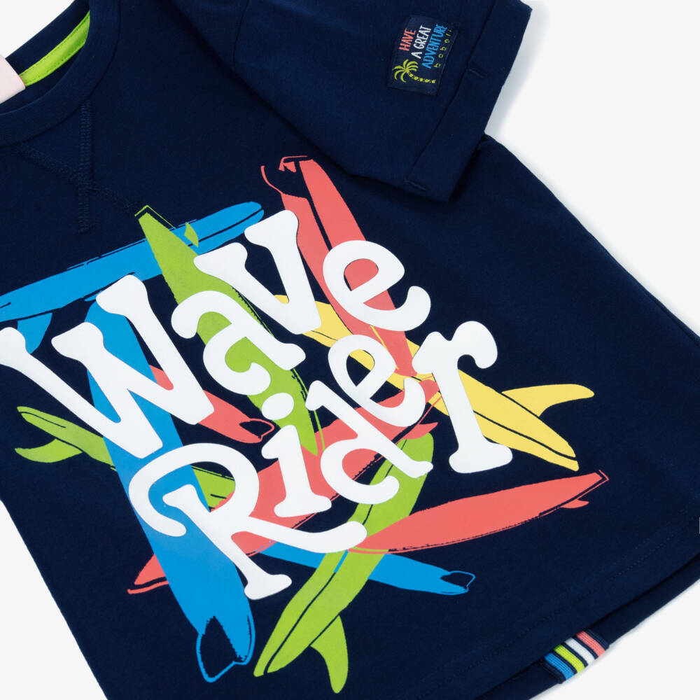 Boboli-Классическая хлопковая футболка синего цвета для мальчиков | Childrensalon Outlet