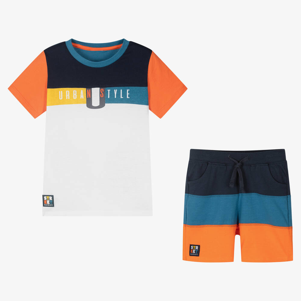 Boboli-Boys Colourblock Cotton Shorts Set | Childrensalon Outlet