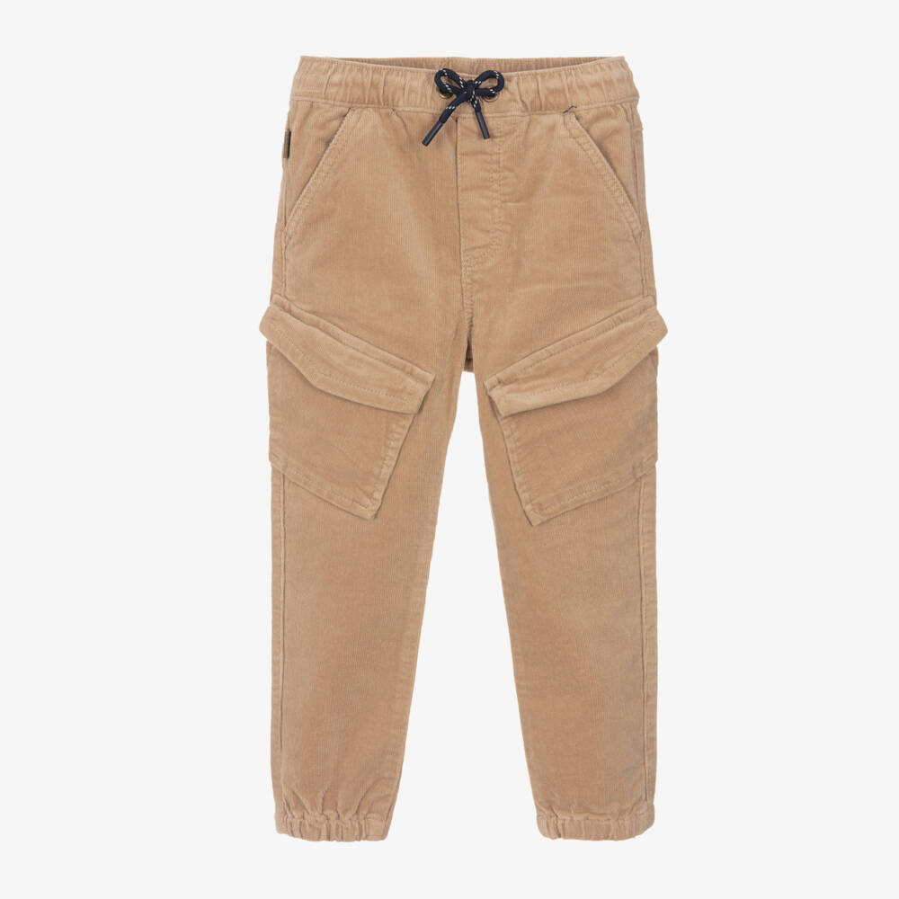 Boboli-Boys Corduroy Beige Cargo Trousers | Childrensalon Outlet