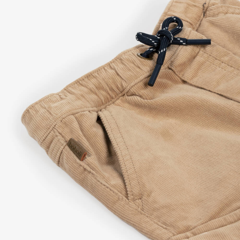 Boboli-Boys Corduroy Beige Cargo Trousers | Childrensalon Outlet