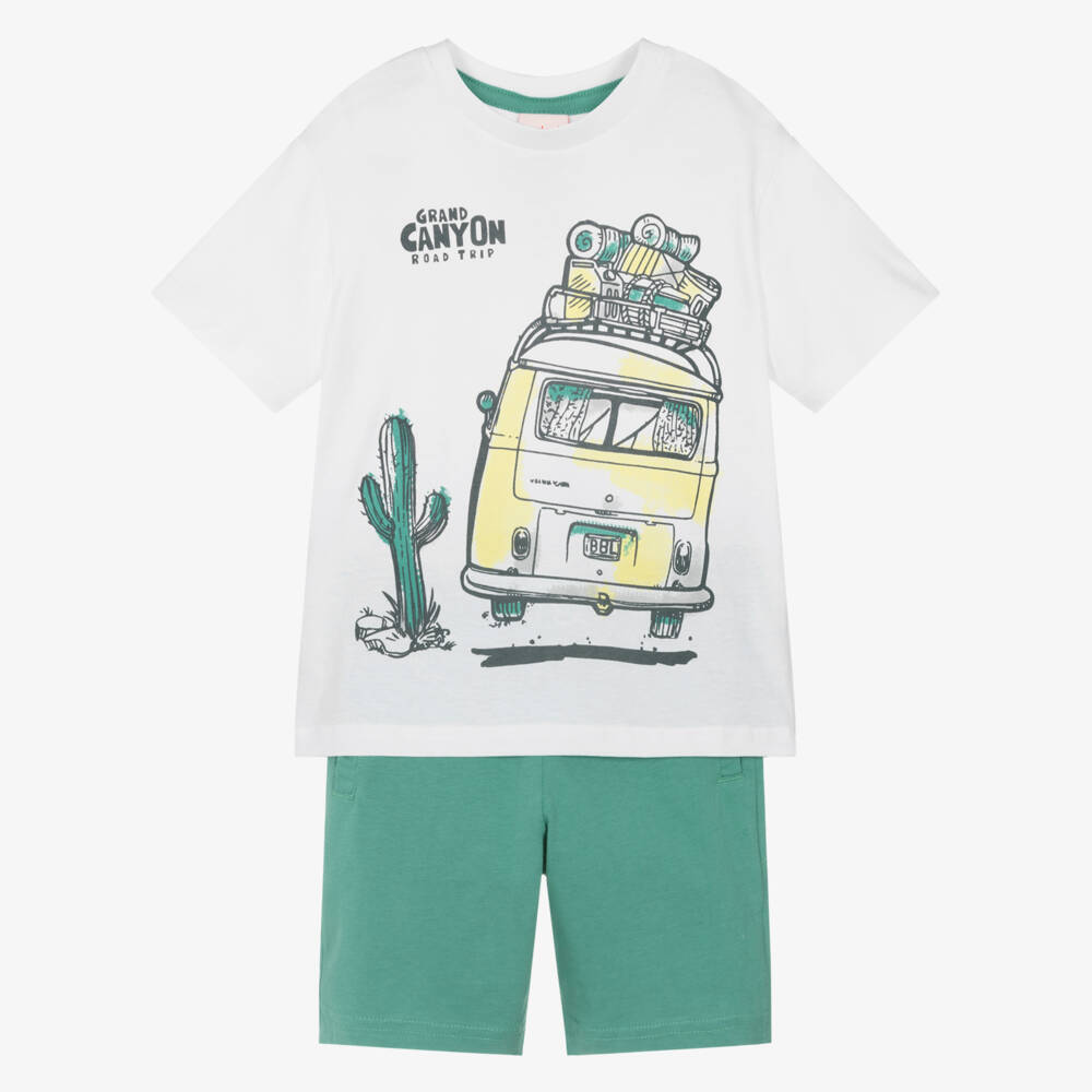 Boboli-Boys Cotton Camper Set in Green | Childrensalon Outlet