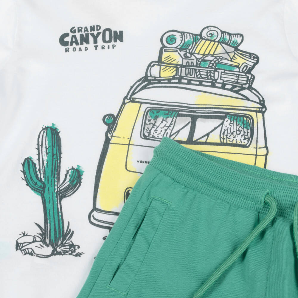 Boboli-Boys Cotton Camper Set in Green | Childrensalon Outlet