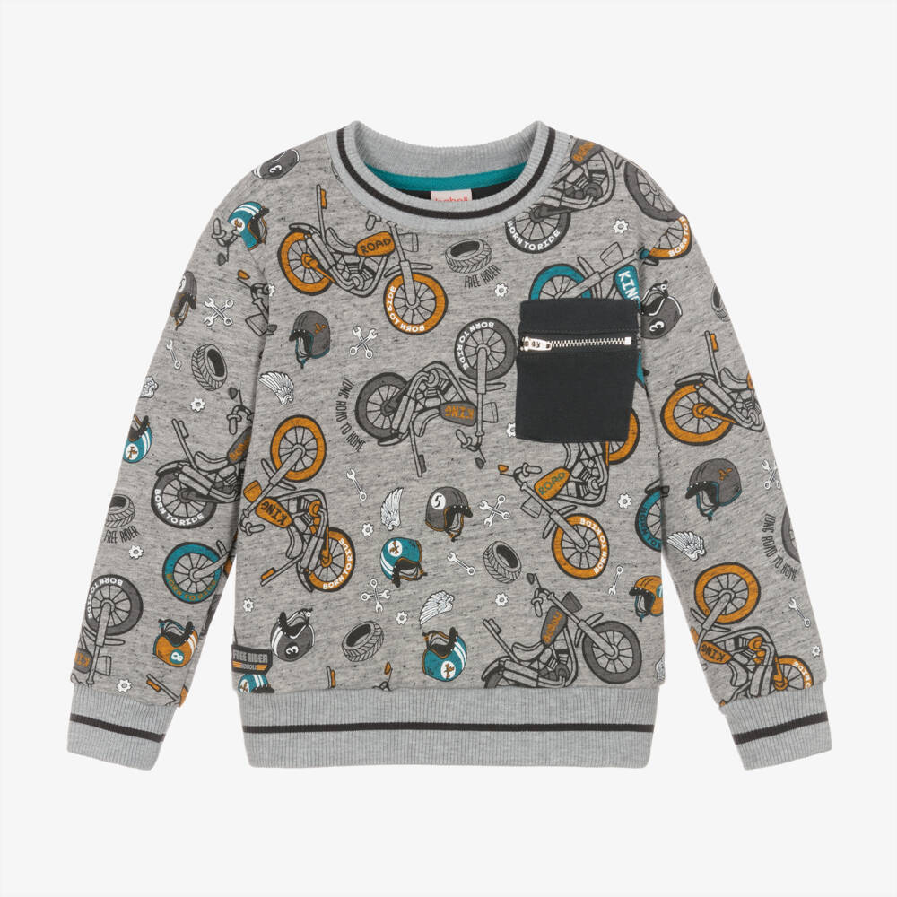 Boboli-Boys Cotton Motorbike Print Jumper | Childrensalon Outlet