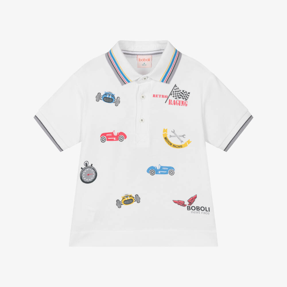 Boboli-Boys Cotton Polo with Vintage Car Design | Childrensalon Outlet