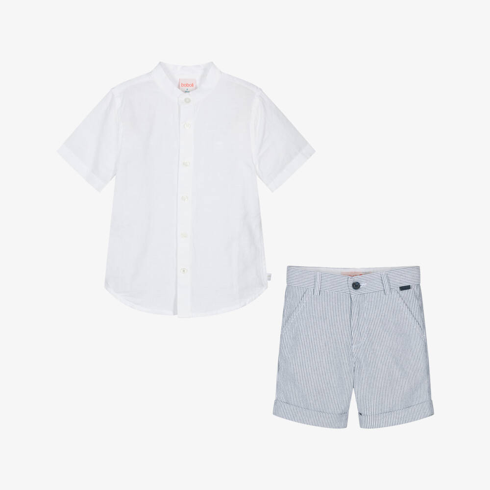 Boboli-طقم شورت مخطط قطني للأولاد | Childrensalon Outlet