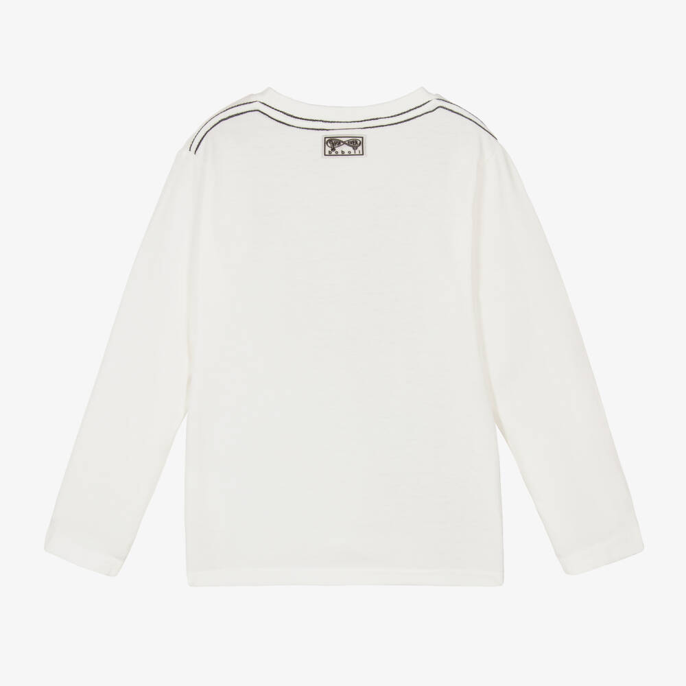 Boboli-Boys Cotton White Graphic Tee | Childrensalon Outlet