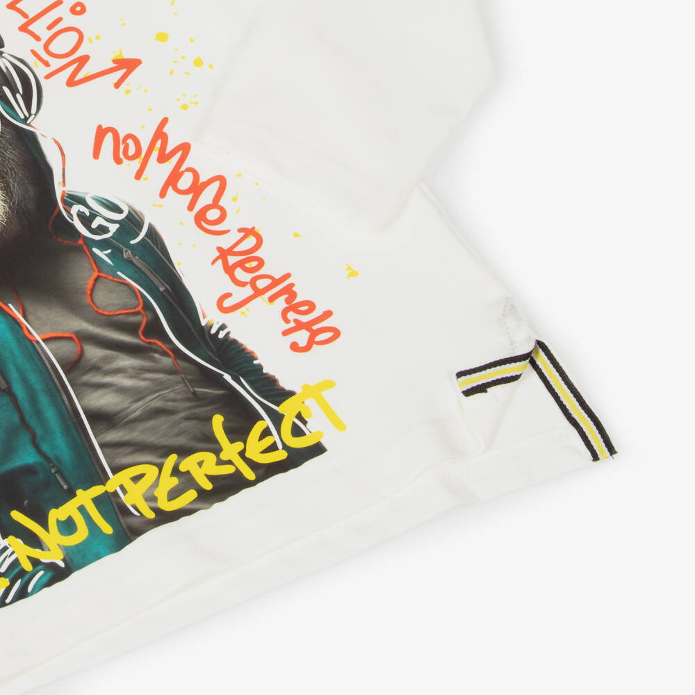 Boboli-Boys Cotton White Graphic Tee | Childrensalon Outlet