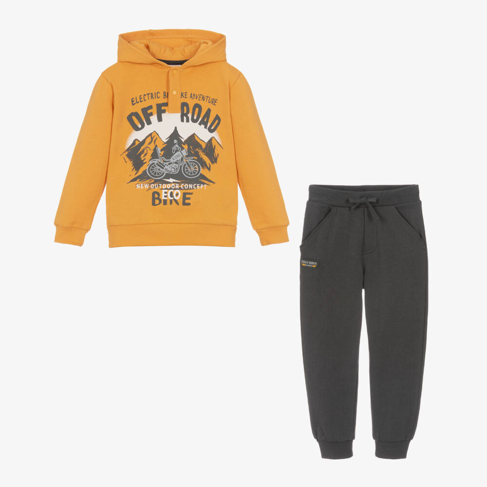 Boboli-Boys Cotton Yellow & Grey Tracksuit | Childrensalon Outlet