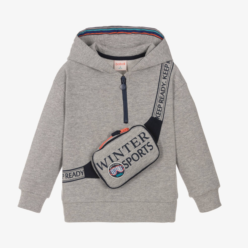 Boboli-بلوفر رمادي دافئ بنصف سحاب للأولاد | Childrensalon Outlet