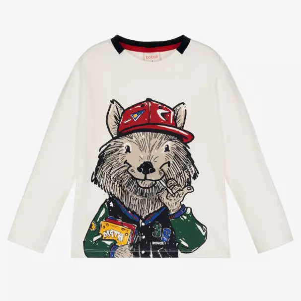 Boboli-Boys Creamy Fox Adventure Tee | Childrensalon Outlet
