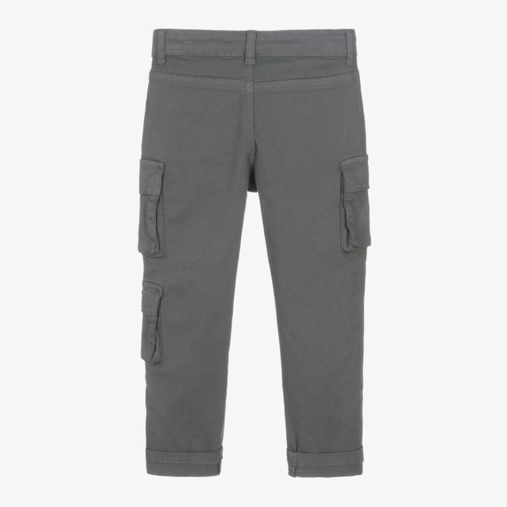 Boboli-بنطلون كارغو قطن تويل لون رمادي داكن للأولاد | Childrensalon Outlet
