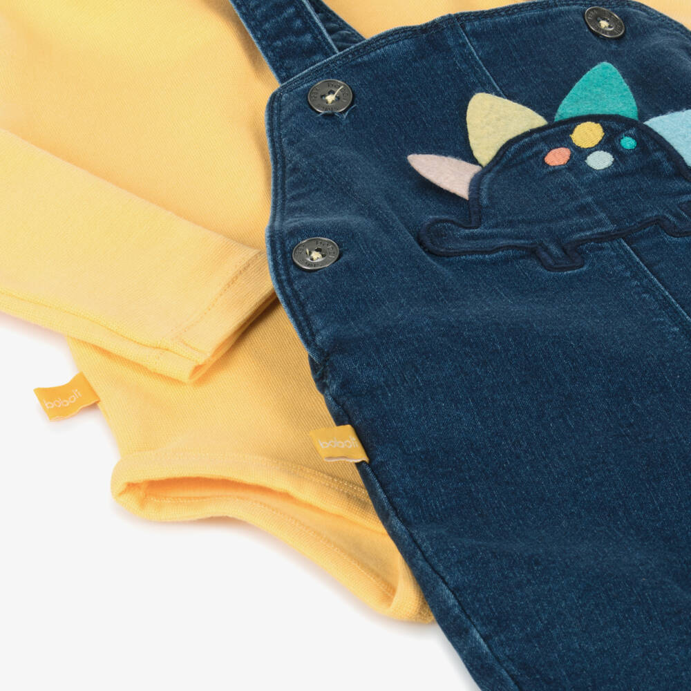Boboli-Boys Denim Dinosaur Dungaree Set | Childrensalon Outlet