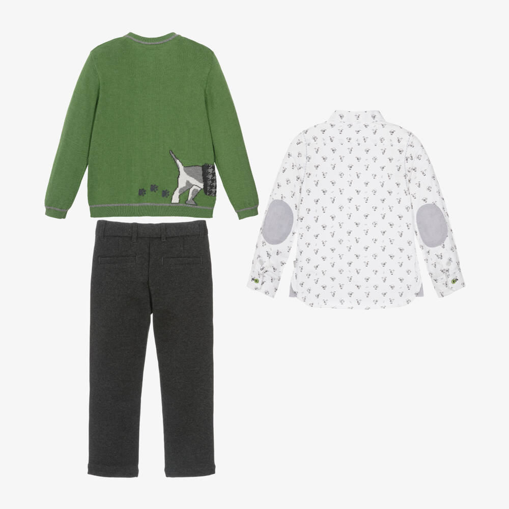 Boboli-Boys Dog Motif Trouser Ensemble | Childrensalon Outlet