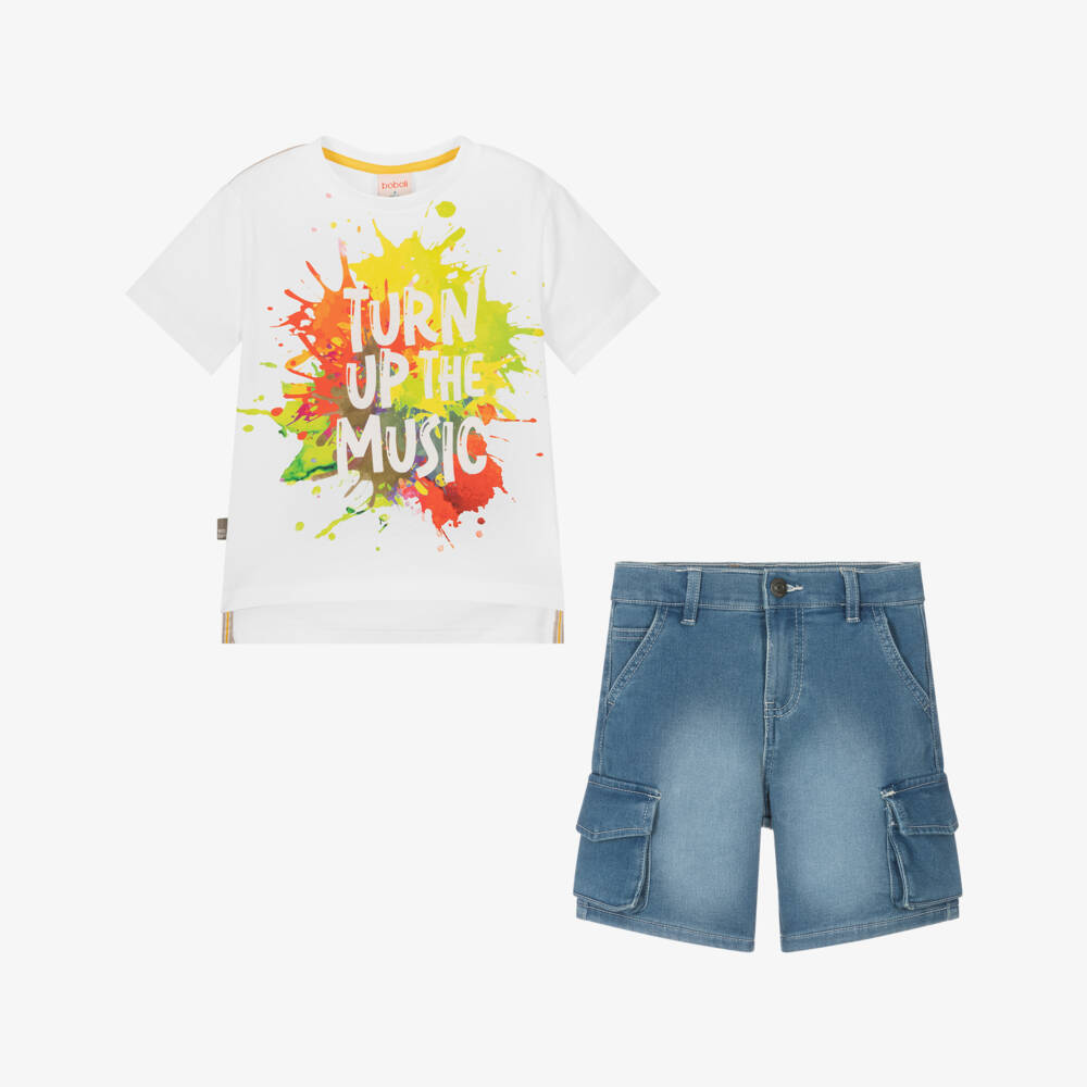 Boboli-Boys Fresh Blue & White Outfit Set | Childrensalon Outlet