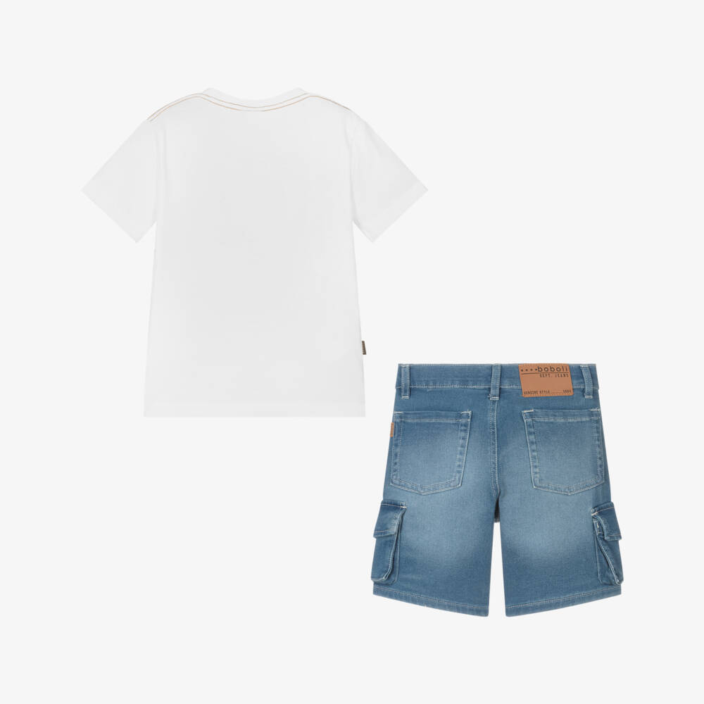 Boboli-Boys Fresh Blue & White Outfit Set | Childrensalon Outlet