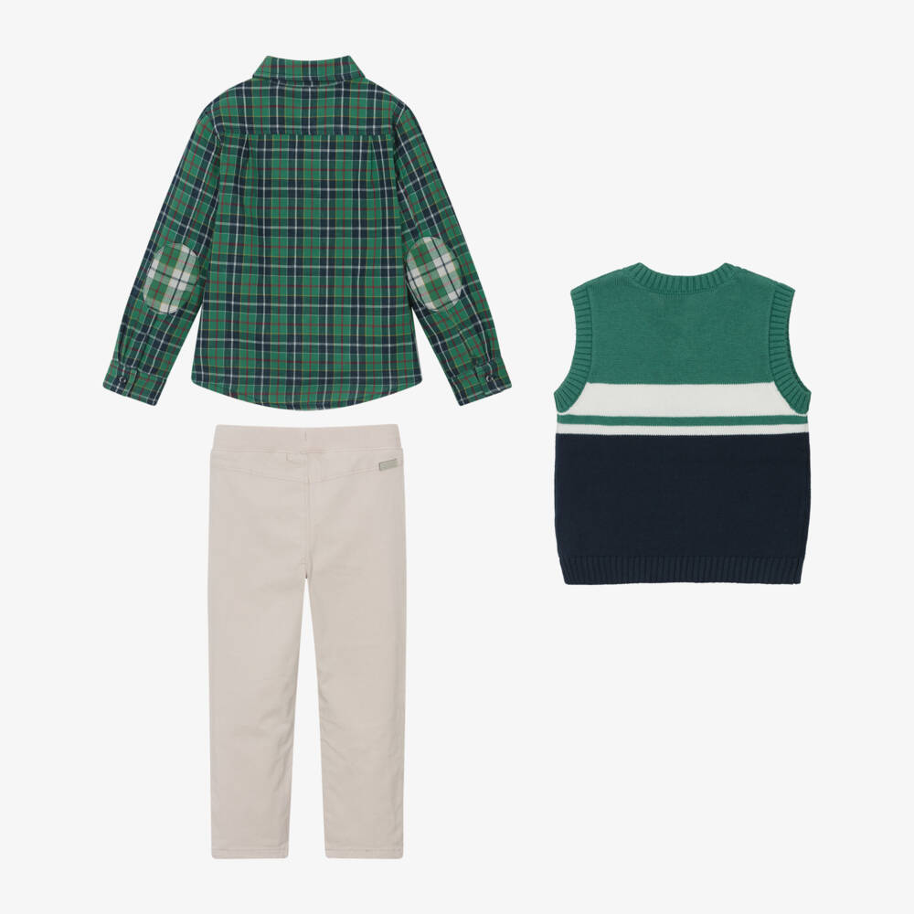 Boboli-Boys Green & Beige Outfit Trio | Childrensalon Outlet