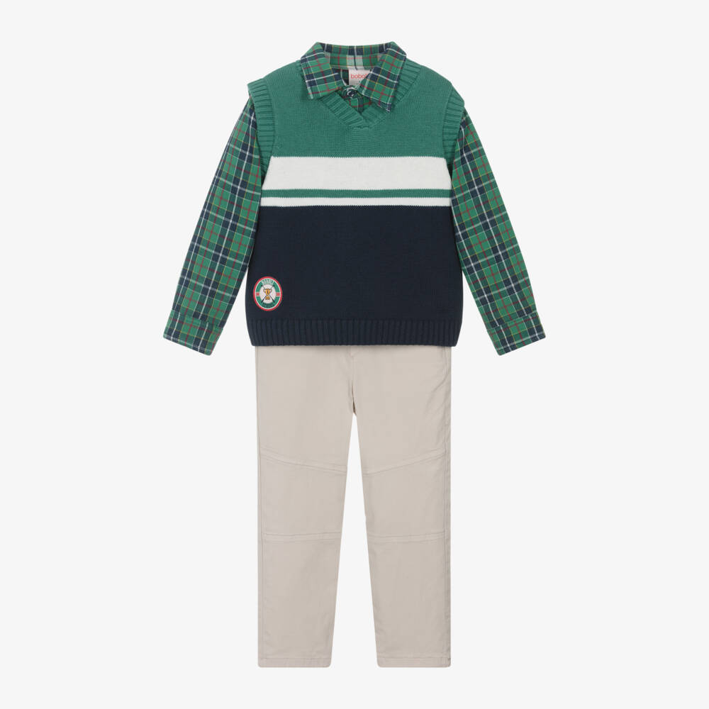 Boboli-Boys Green & Beige Outfit Trio | Childrensalon Outlet