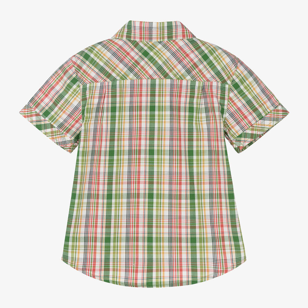 Boboli-Boys Green Check Cotton Shirt | Childrensalon Outlet