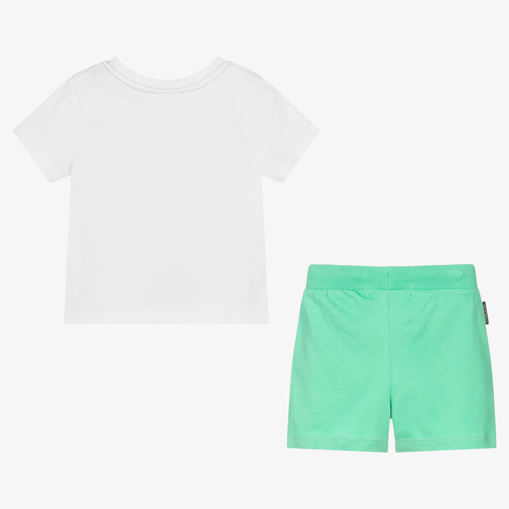 Boboli-Boys Green Cotton Shark Print Shorts Set | Childrensalon Outlet