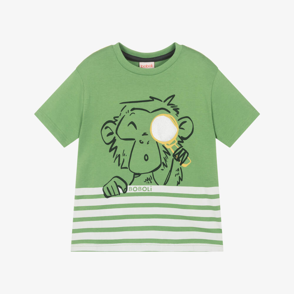 Boboli-تيشيرت أخضر للأولاد بطبعة مخلوقات الغابة | Childrensalon Outlet