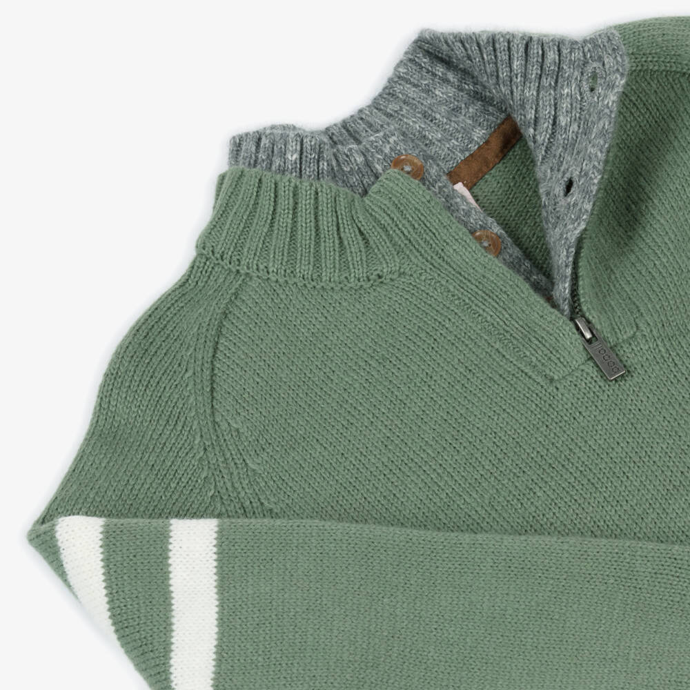 Boboli-Boys Green Knit Half Zip Jumper | Childrensalon Outlet