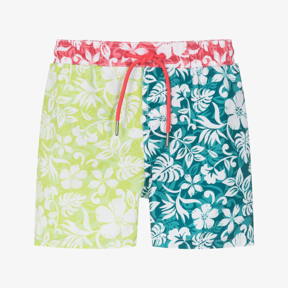 Boboli-Boys Green Leaf Print Swim Shorts | Childrensalon Outlet