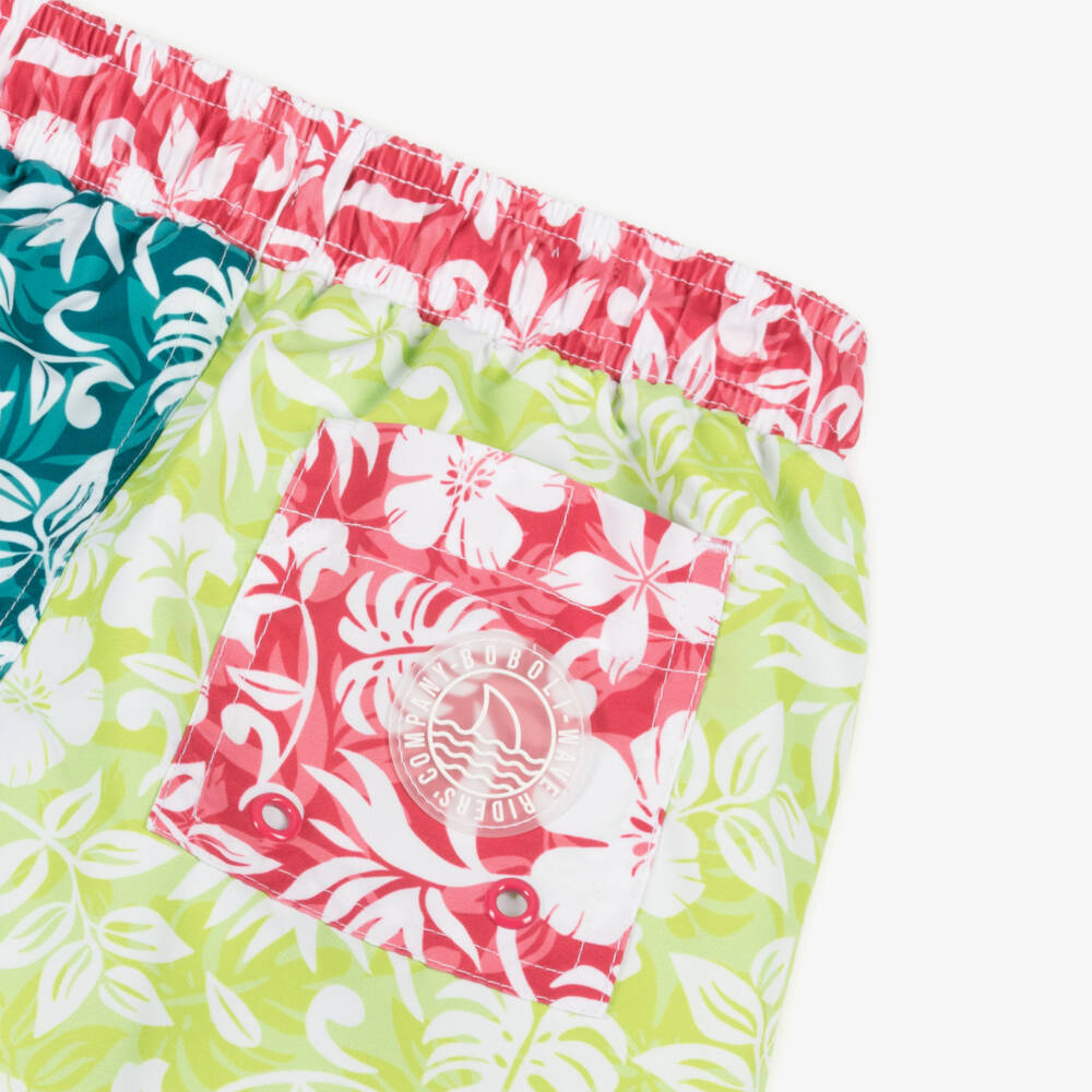 Boboli-Boys Green Leaf Print Swim Shorts | Childrensalon Outlet