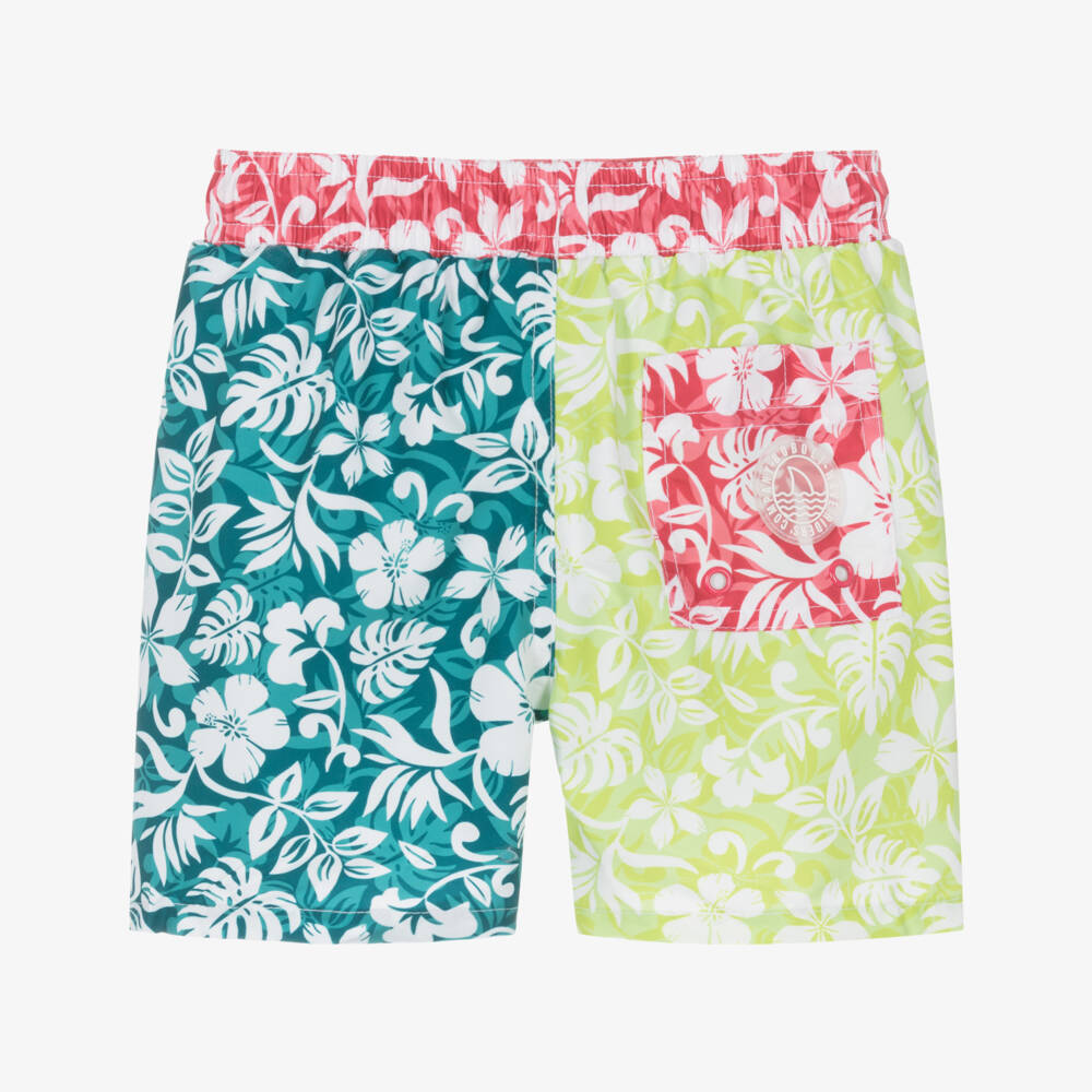 Boboli-Boys Green Leaf Print Swim Shorts | Childrensalon Outlet