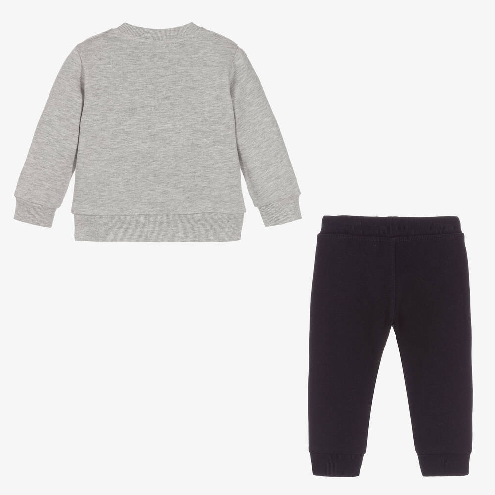 Bobux-تراكسوت قطن جيرسي لون رمادي وكحلي للأولاد | Childrensalon Outlet