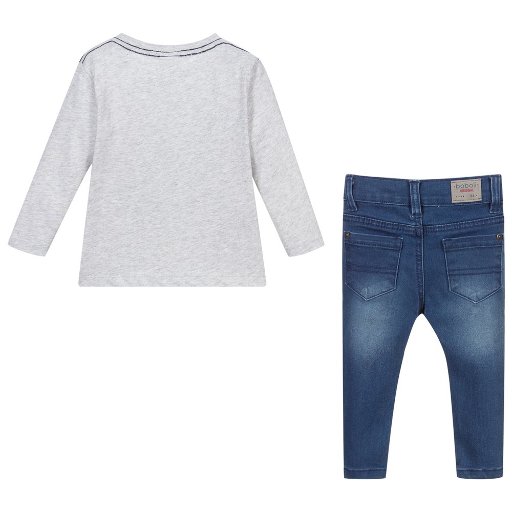 Boboli-Boys Grey & Blue Trouser Set | Childrensalon Outlet