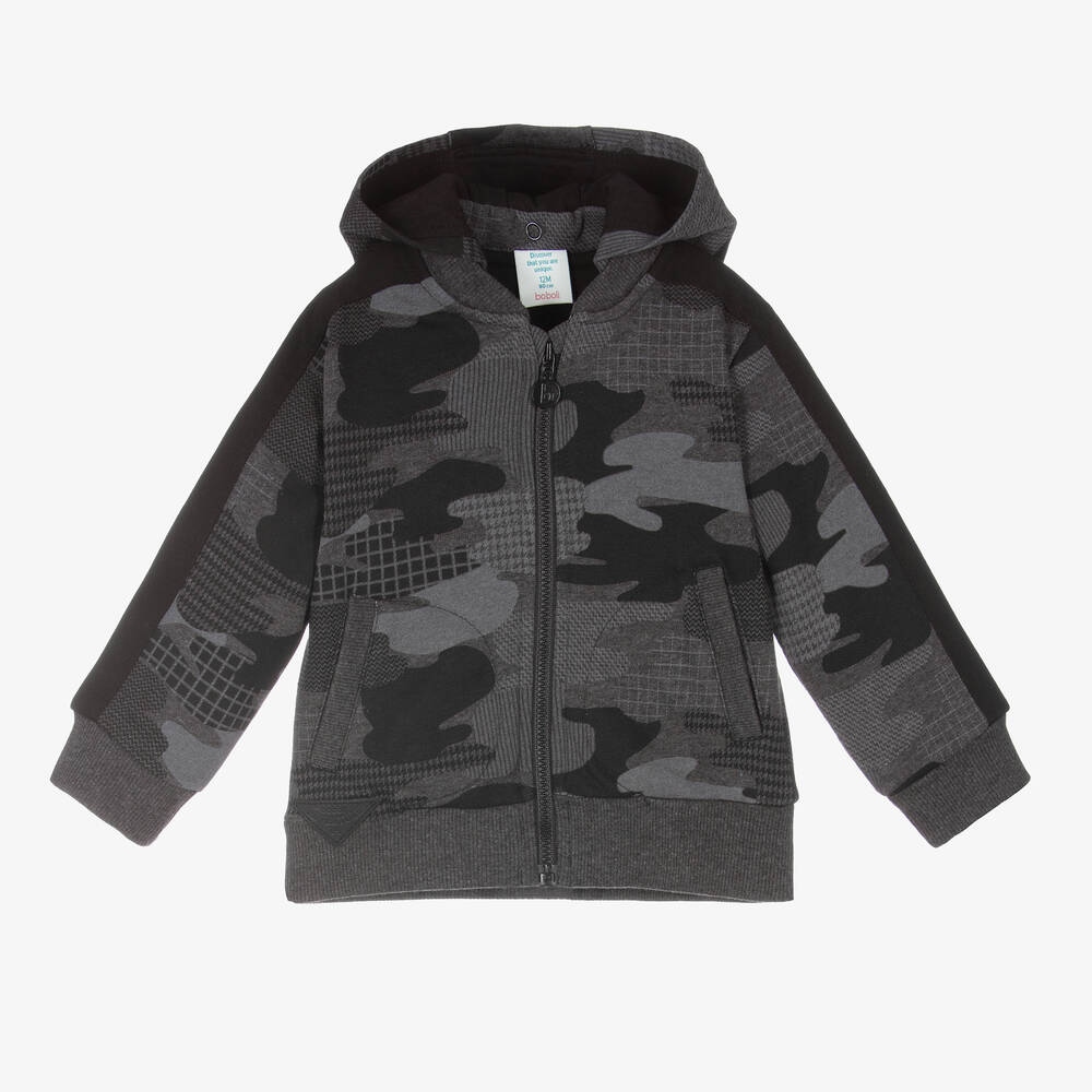 Boboli - Boys Grey Camo Zip-Up Top | Childrensalon