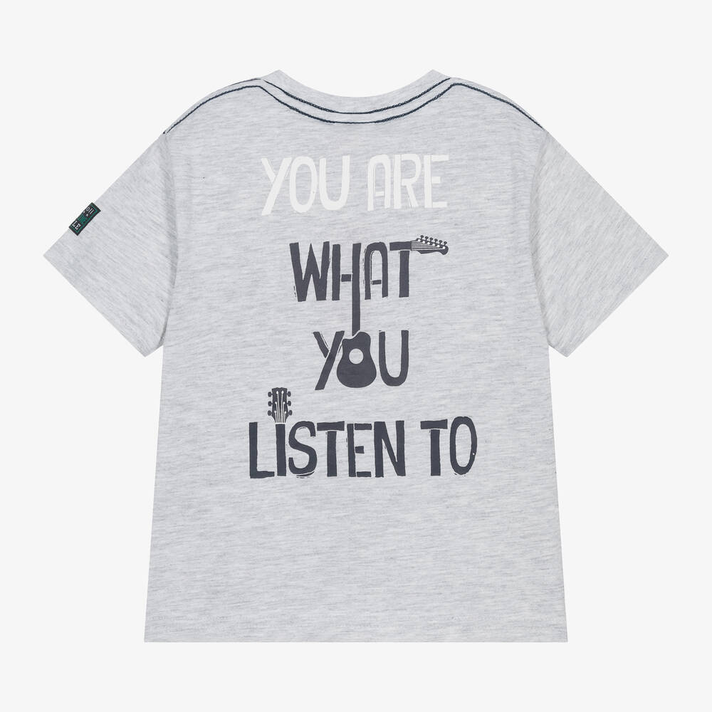 Boboli-Boys Grey Cotton Guitars T-Shirt | Childrensalon Outlet