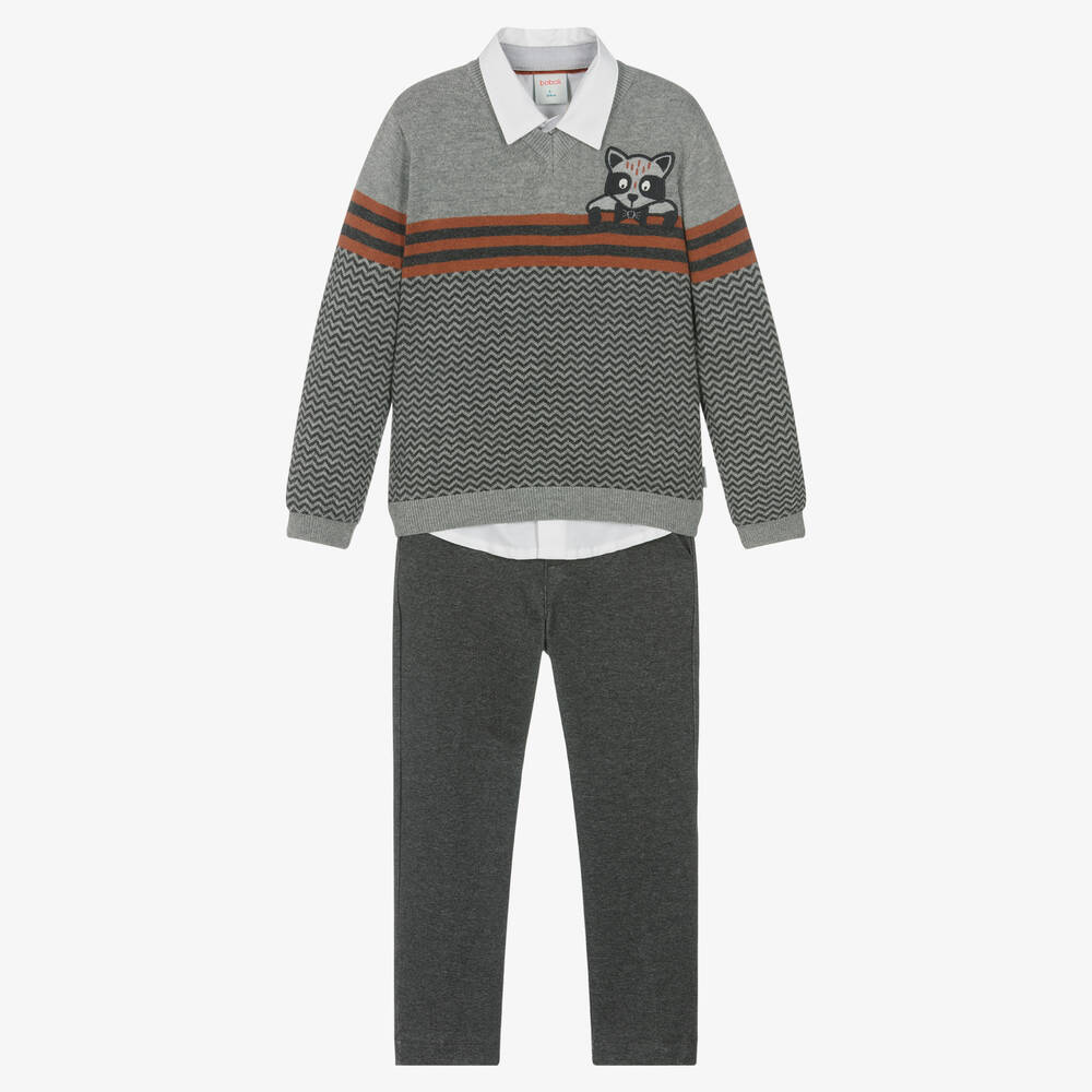 Boboli - Ensemble pantalon gris en coton | Childrensalon