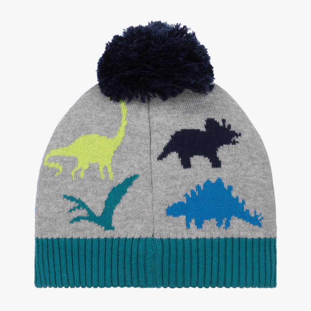 Boboli-Boys Grey Dinosaur Cotton & Wool Hat | Childrensalon Outlet