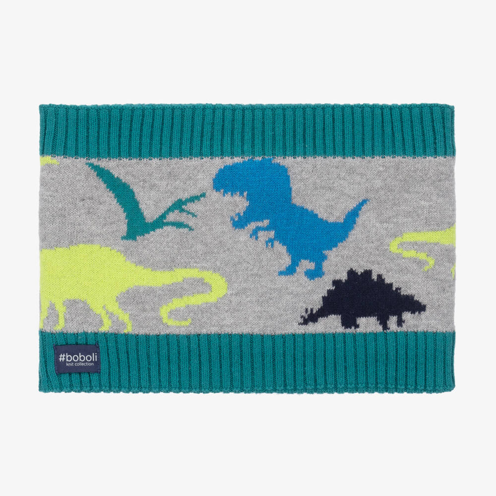 Boboli-Boys Grey Dinosaur Snood | Childrensalon Outlet