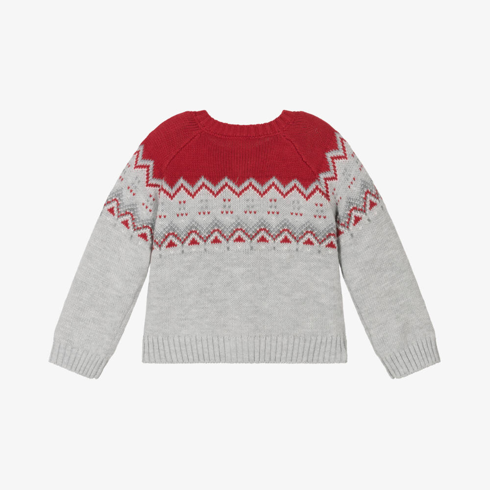 Boboli-Boys Grey Festive Knit Cardigan | Childrensalon Outlet