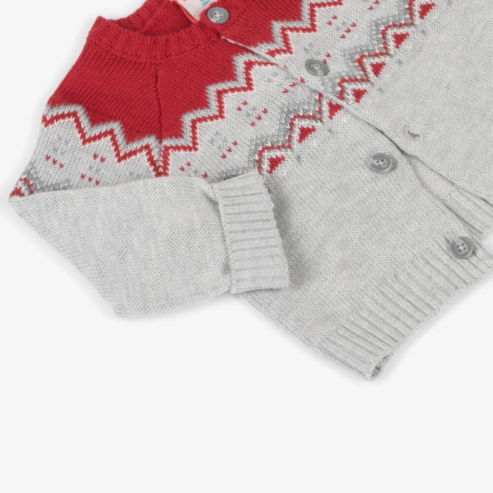 Boboli-Boys Grey Festive Knit Cardigan | Childrensalon Outlet