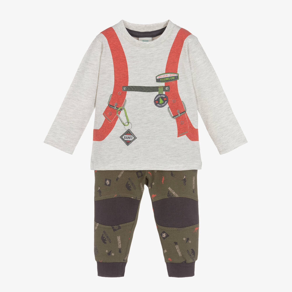 Boboli - Серый топ и зеленые брюки для мальчиков  | Childrensalon