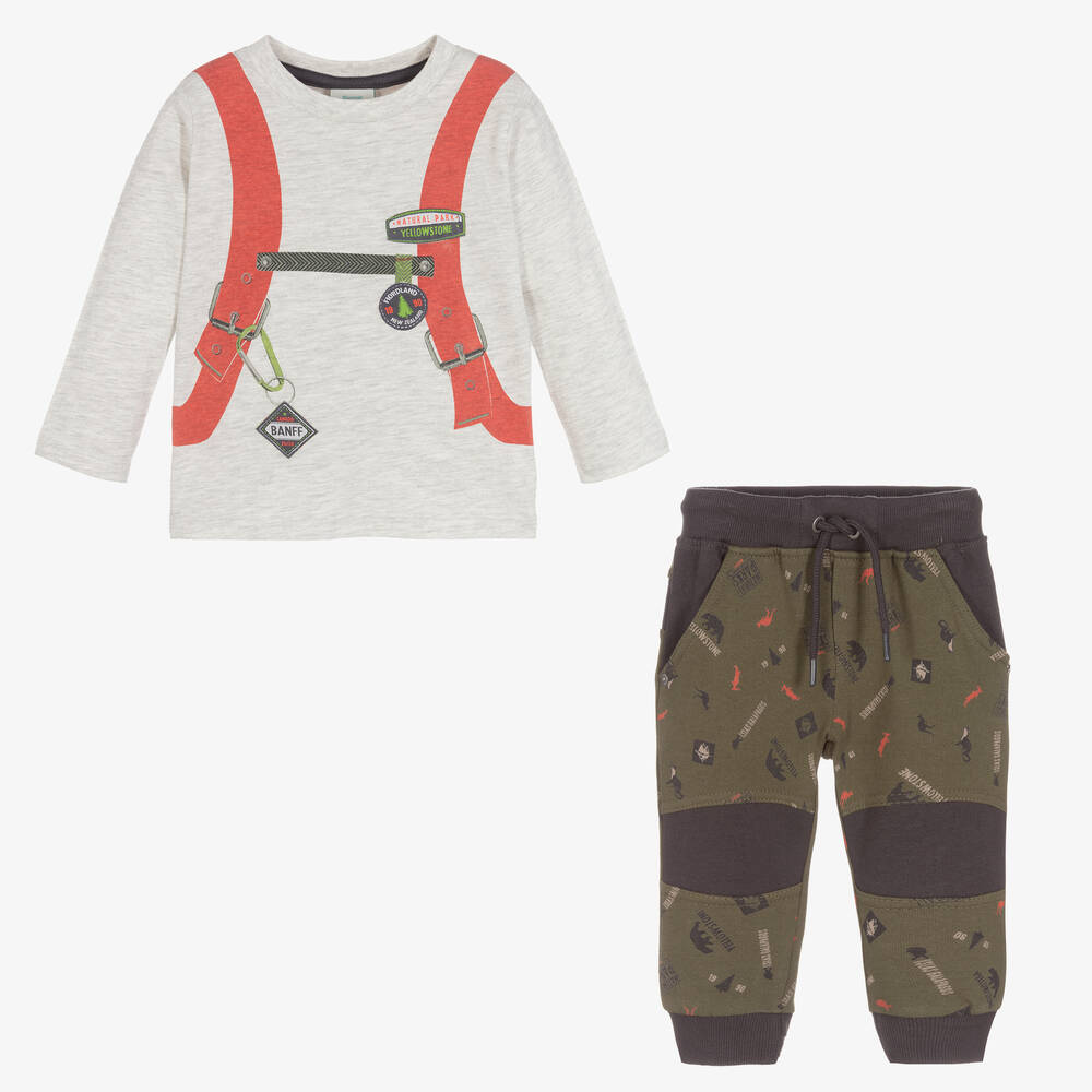 Boboli-Серый топ и зеленые брюки для мальчиков | Childrensalon Outlet