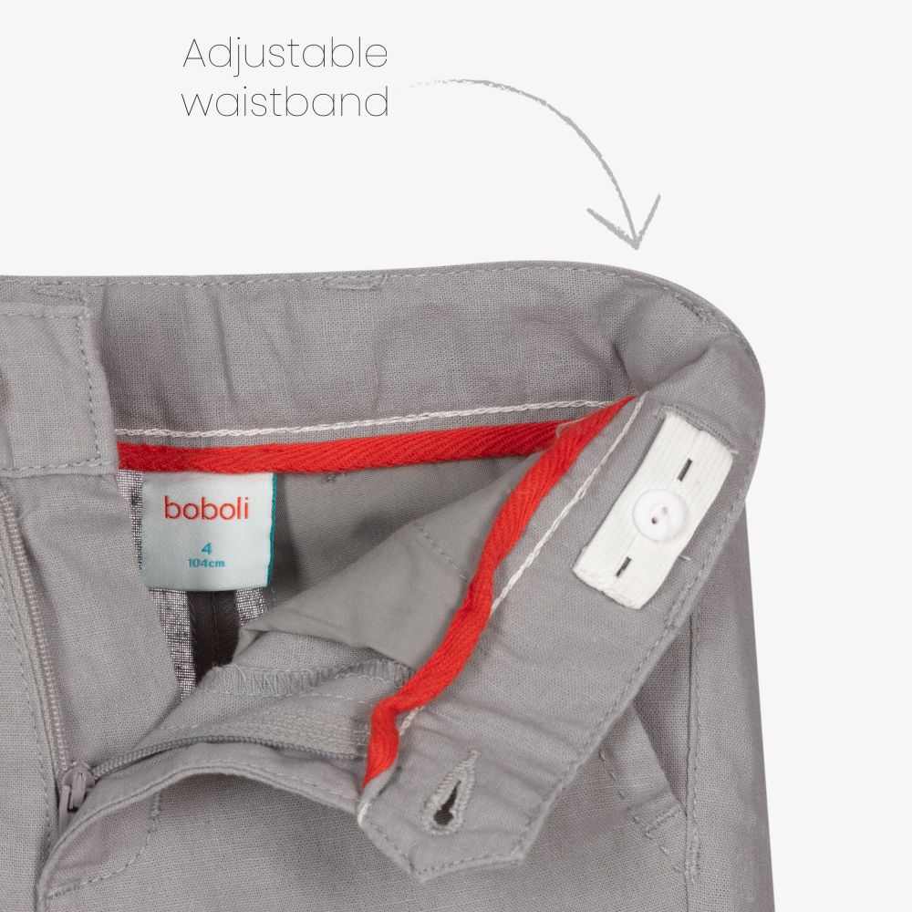 Boboli-Boys Grey Linen Trouser Set  | Childrensalon Outlet