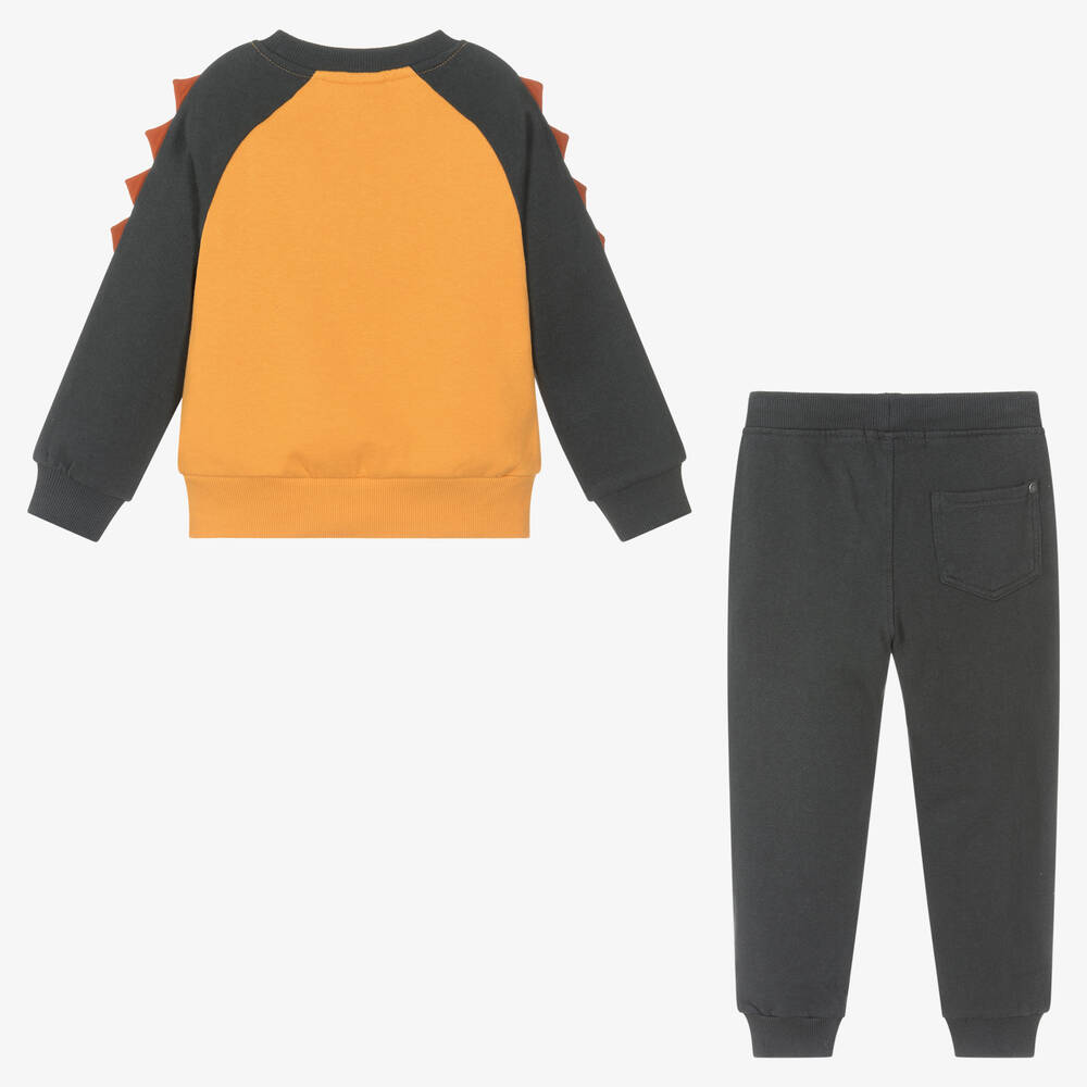 Boboli-Серо-оранжевый спортивный костюм из хлопка | Childrensalon Outlet