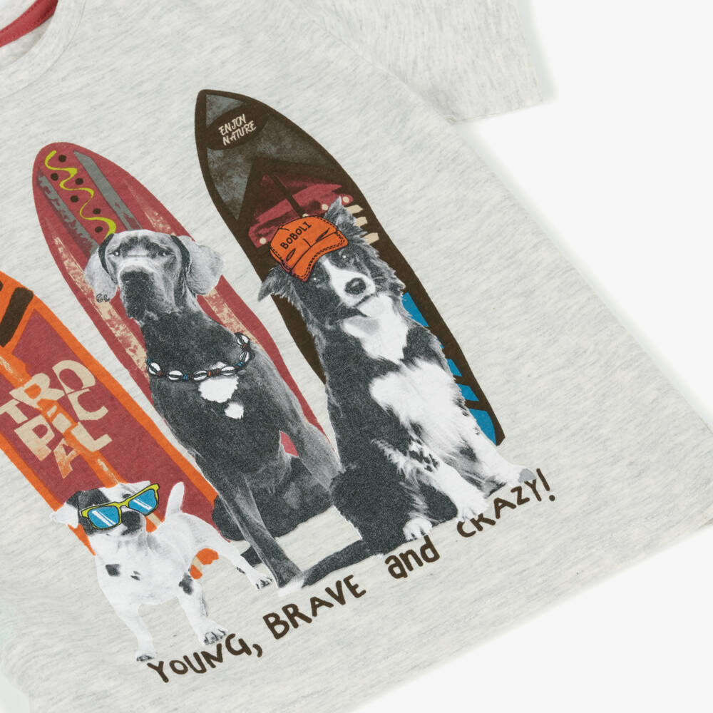 Boboli-Boys Grey Pup Adventure Tee | Childrensalon Outlet