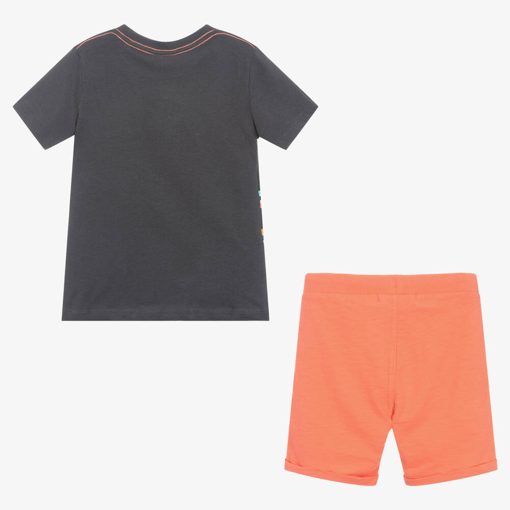 Boboli-Серый топ и оранжевые шорты | Childrensalon Outlet