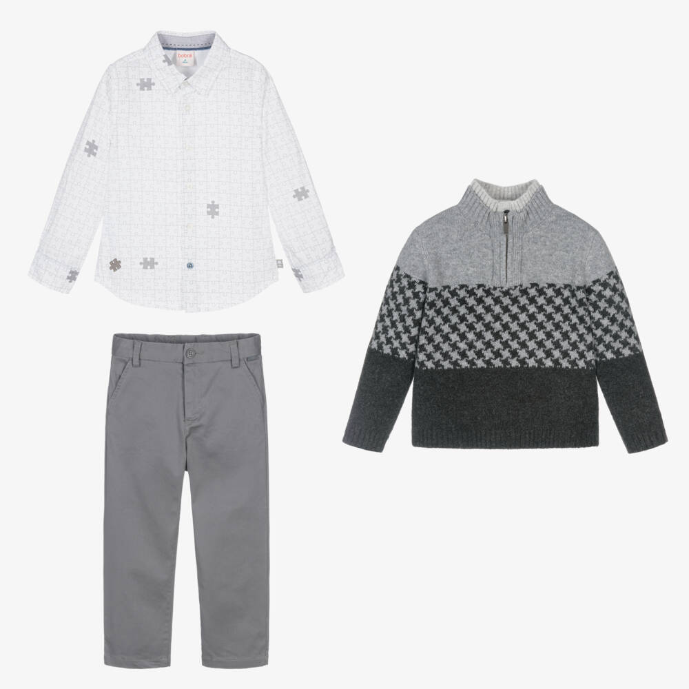 Boboli-Boys Grey Trousers Ensemble | Childrensalon Outlet