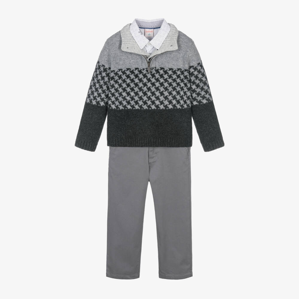 Boboli-Серый хлопковый брючный комплект для мальчиков | Childrensalon Outlet