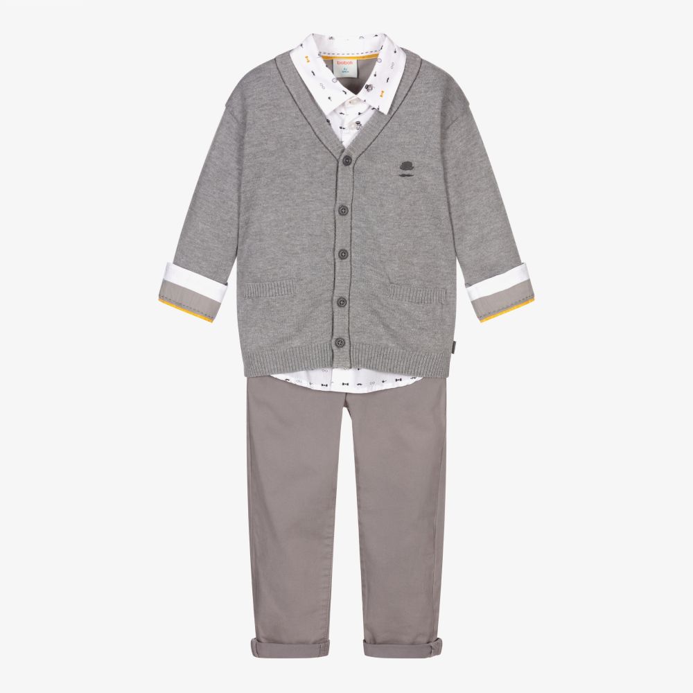 Boboli - Boys Grey & White Trouser Set | Childrensalon