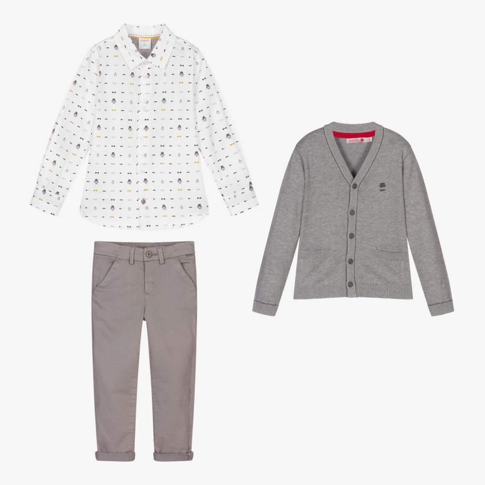 Boboli-Серо-белый комплект с брюками для мальчиков | Childrensalon Outlet